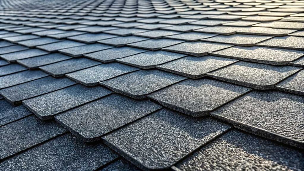 Homeowner inspecting roof shingles and cleared gutters after storm preparation.